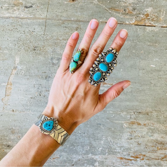 SOLD ♥️ Navajo ♥️ Robert Yellowhorse Sterling Silver & Turquoise Cuff - Picture 2 of 14